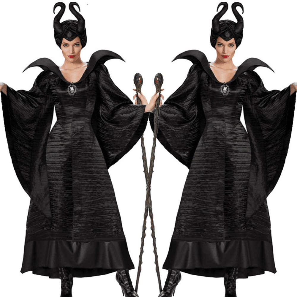 Halloween Costume Sleeping Spell Marlene Fisson Black Witch Costume Adult Robe Demon Costume Role Play Costume