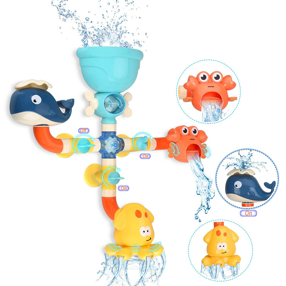 Jouets de bain Jouets de bain pour bébé Baignoire DIY Tuyaux Tubes Temps de bain Jeu d'eau Spray Natation Jouets de salle de bain pour les tout-p