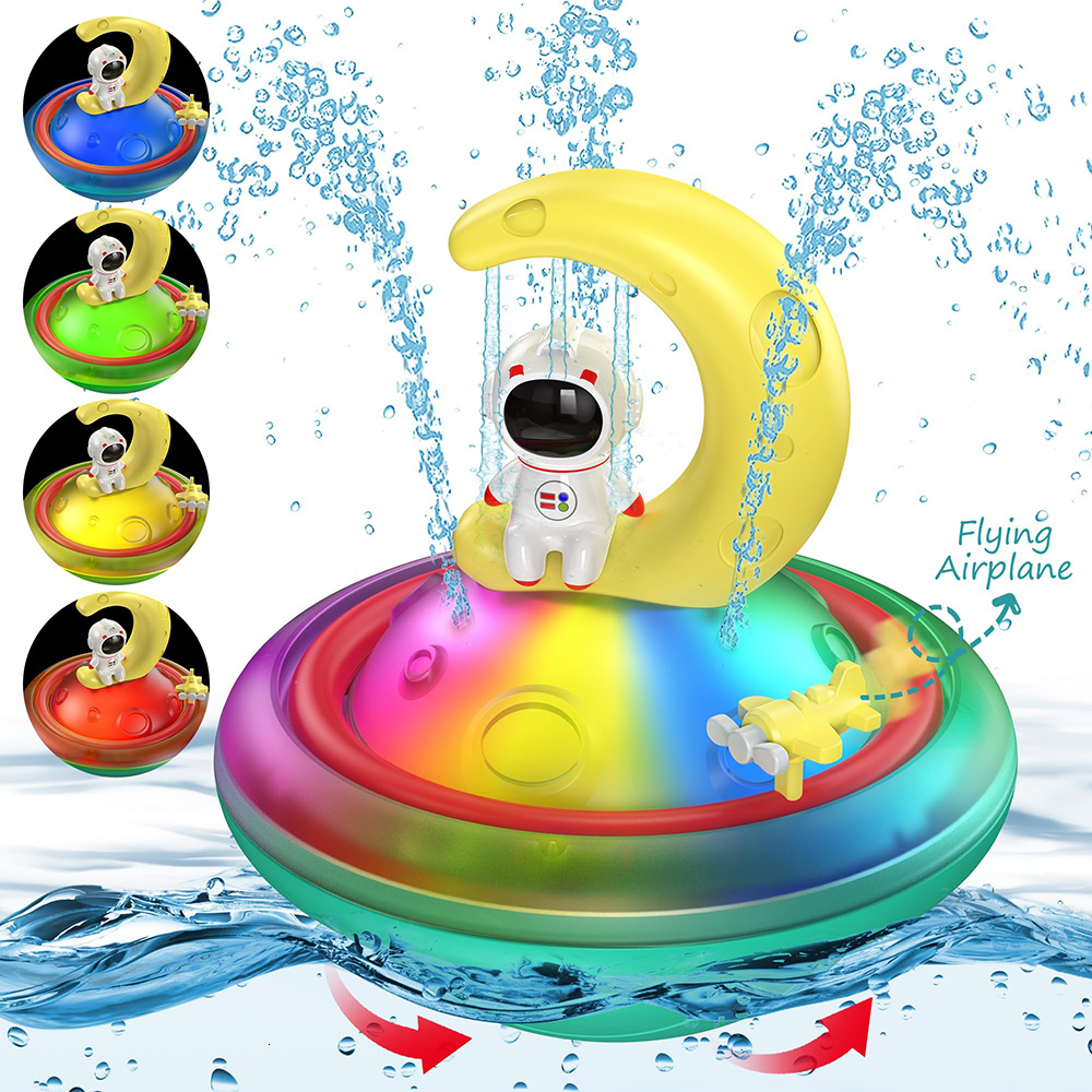 Jouets de bain Jouets de bain pour bébé Rotation de l'eau de pulvérisation éclairer la douche d'arrosage à induction automatique avec LED baignoi