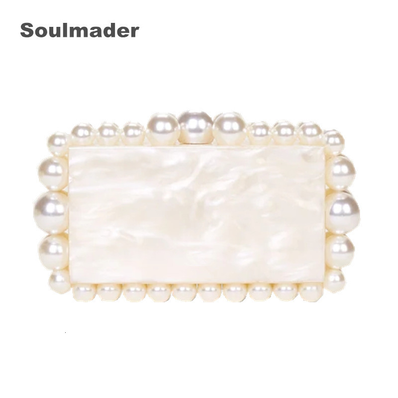 Evening Bags Acrylic clutch bag women evening party beaded purse pink green purple pearl color 230925