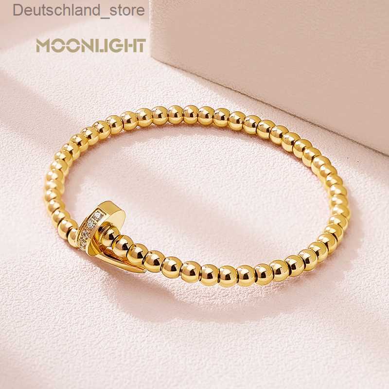 Charm Bracelets High Quality Classic Round Beads Nail Bracelets Wristband Bangles Fashion Jewelry Zirconia Bracelets Nail For Women Accessories Q230
