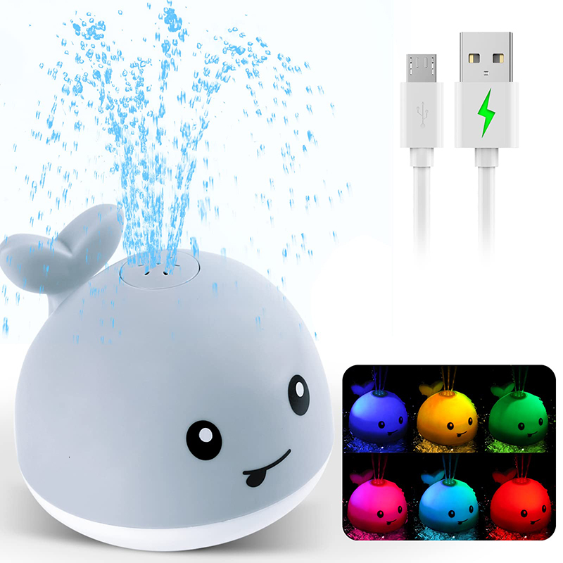 Jouets de bain Jouet de bain rechargeable pour bébé amélioré avec baignoire d'eau de pulvérisation de baleine lumineuse étanche pour les tout-pet