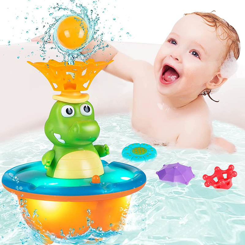 Jouets pour le bain 6 pièces jouets de bain pour bébé éclairer arroseur ensemble d'eau de pulvérisation électrique automatique flottant rotatif p