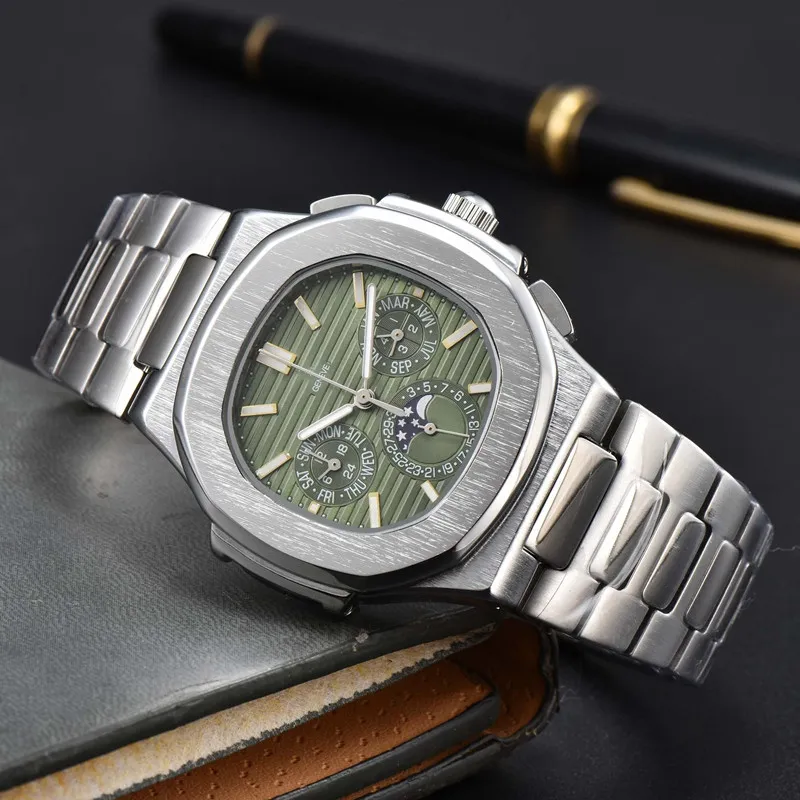 WristWatches for Men 2023 New Mens Watches Six stitches All dial work Quartz Watch Top Luxury Brand Chronograph clock Steel Belt fashion Pate Nautilus Type 