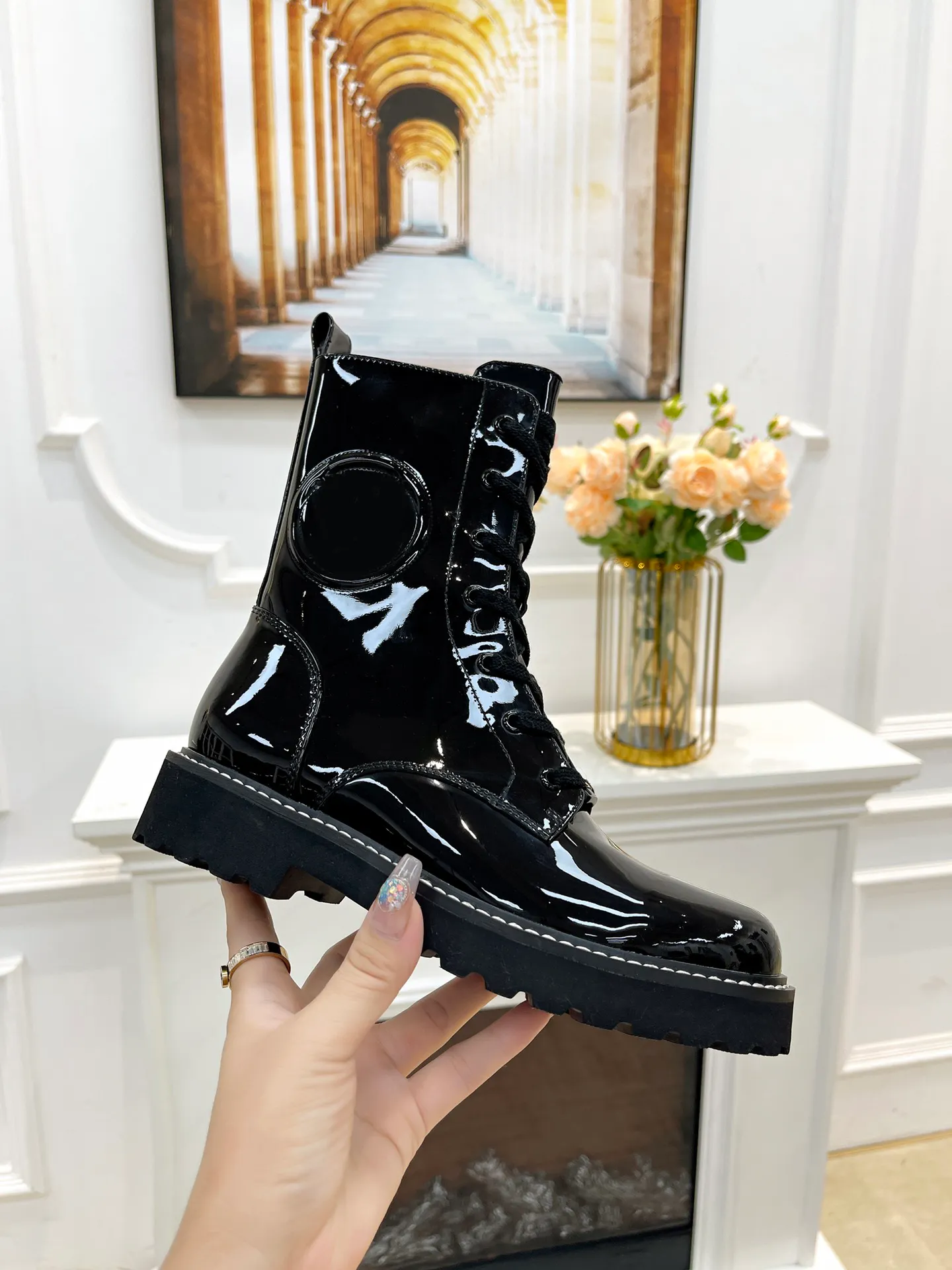 New Women Laureate Platform Desert Boot Suede Calf Leather Monograms Canvas Beige Dark Gray Winter Casual horse Shoes Designer Luxury Fashion Mar-image-906223697