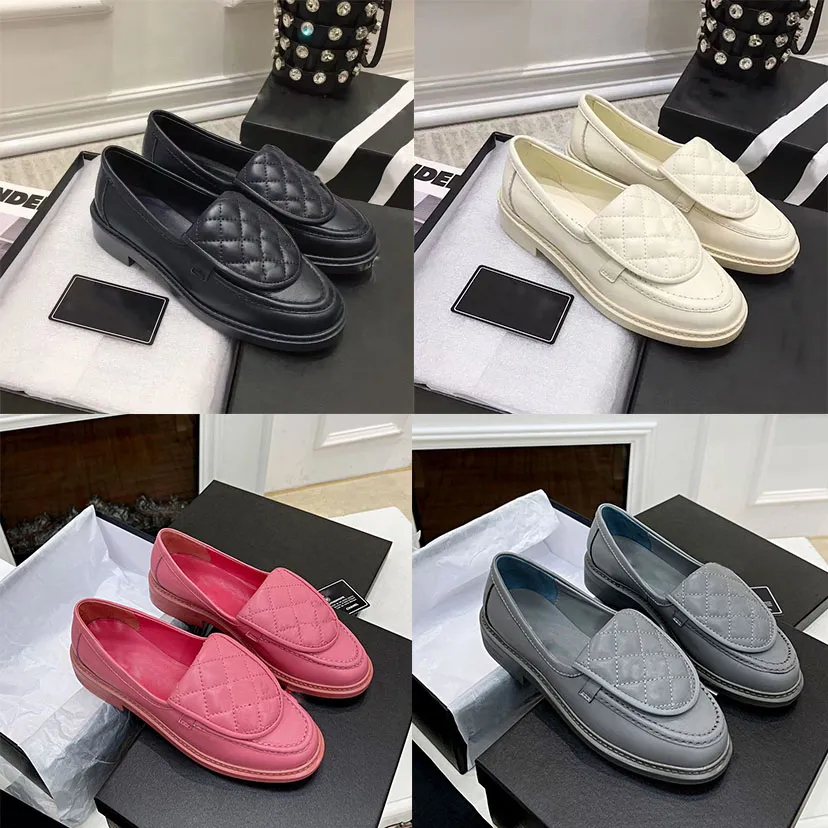 New Designer Loafers Women Casual Shoes Fashion Flat Loafers Ladies Platform Rubber Shoe Black Shiny Real Leather Round Head Sneakers Dress Shoes-image-906148157