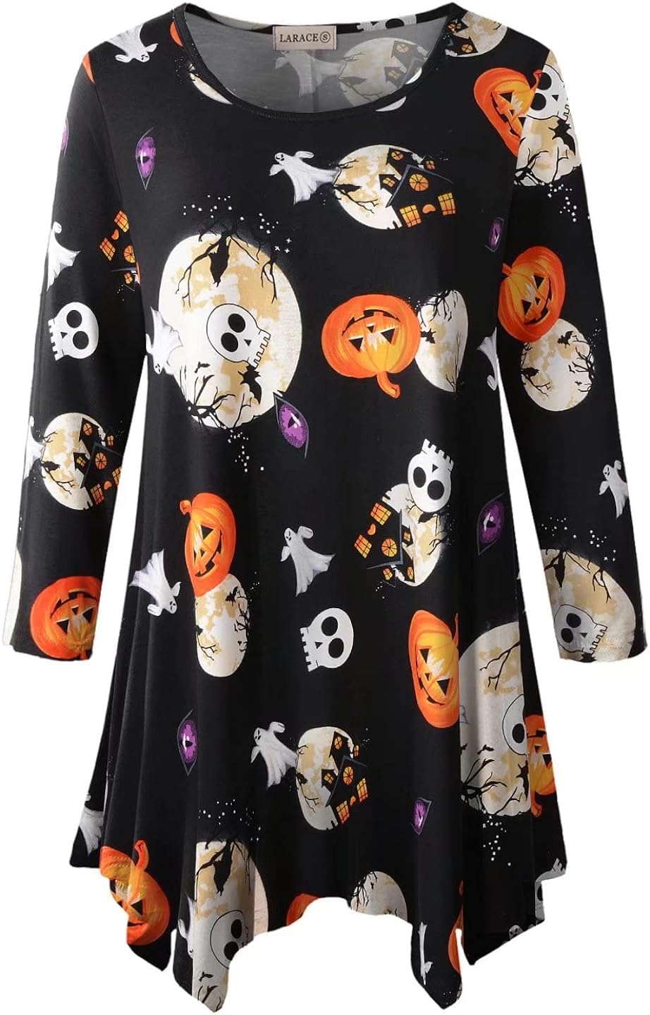 Halloween Costumes Plus Size Tops for Women 3 4 Sleeve Shirts Tunic Tops Loose Fit Basic Lady Clothes