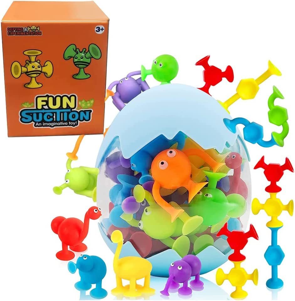 Jouets de bain Jouets à ventouse 27 PCS Jouets de bain à succion en silicone Jouets de voyage Jouet de fenêtre pour enfants Jouets sensoriels ave