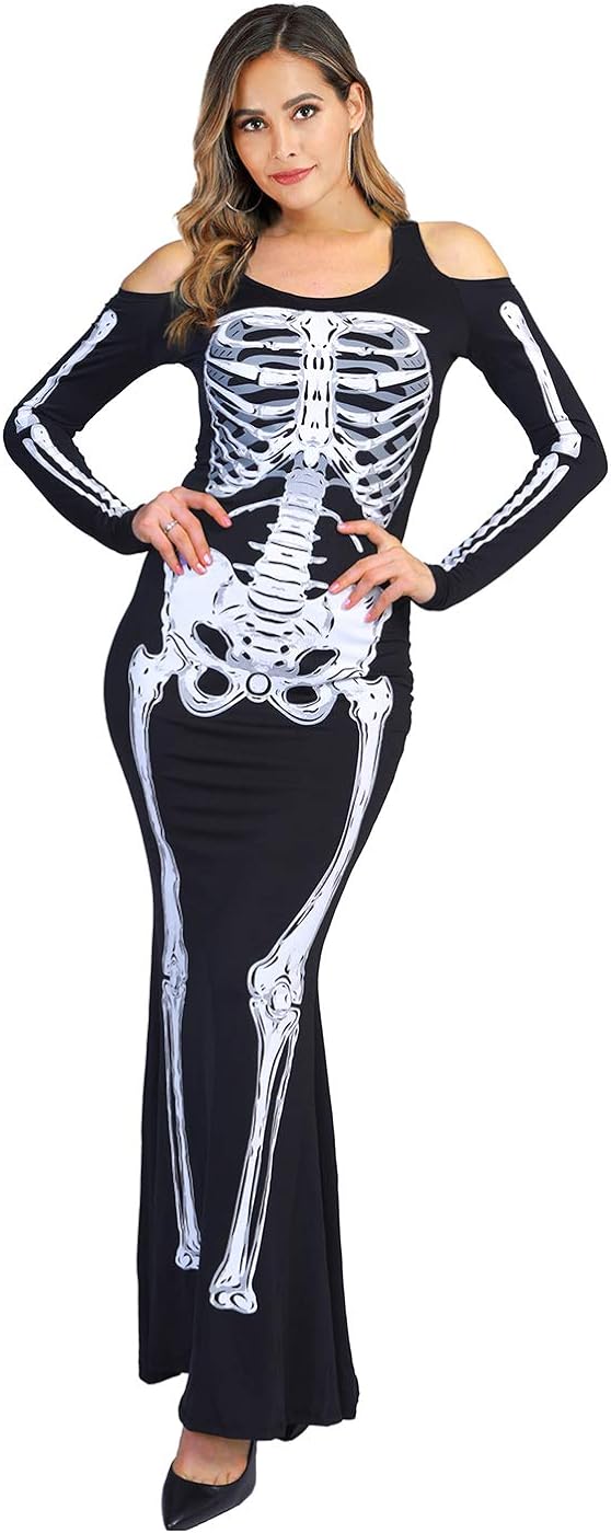 Halloween Costumes Women's Skeleton Costume Witch Jumpsuit Scary Halloween Adult Dress for Women - Funny Cosplay Party