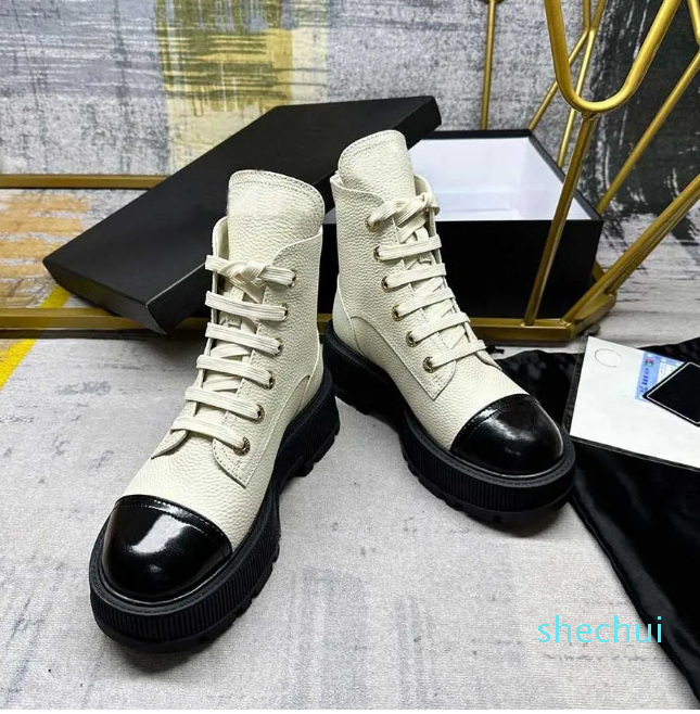 Femmes bottes chaussures mode hiver automne Martin cuir matelassé à lacets chaussure d'hiver