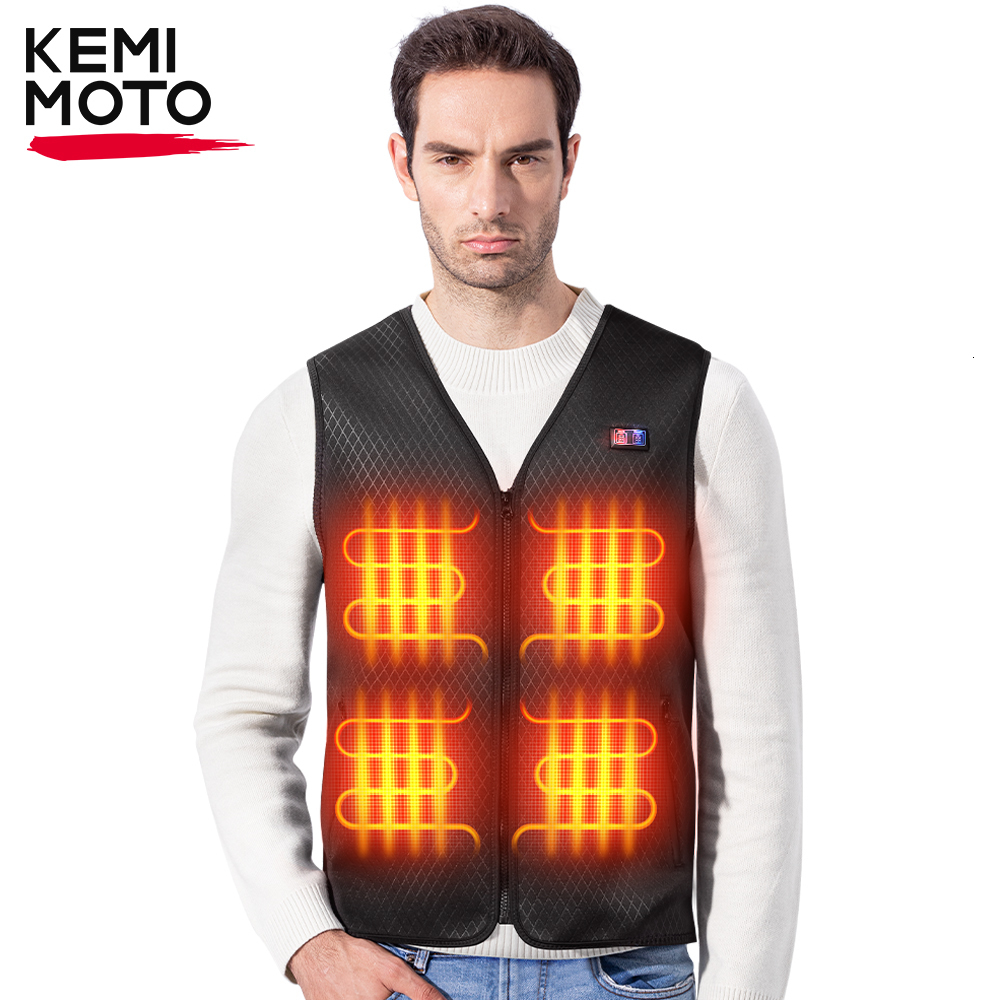 Men's Jackets KEMIMOTO Winter Warm Men's Heated Vest Motorcycle Heated Vest USB Electric Heating Smart Vest For Skiing Fishing Outdoor