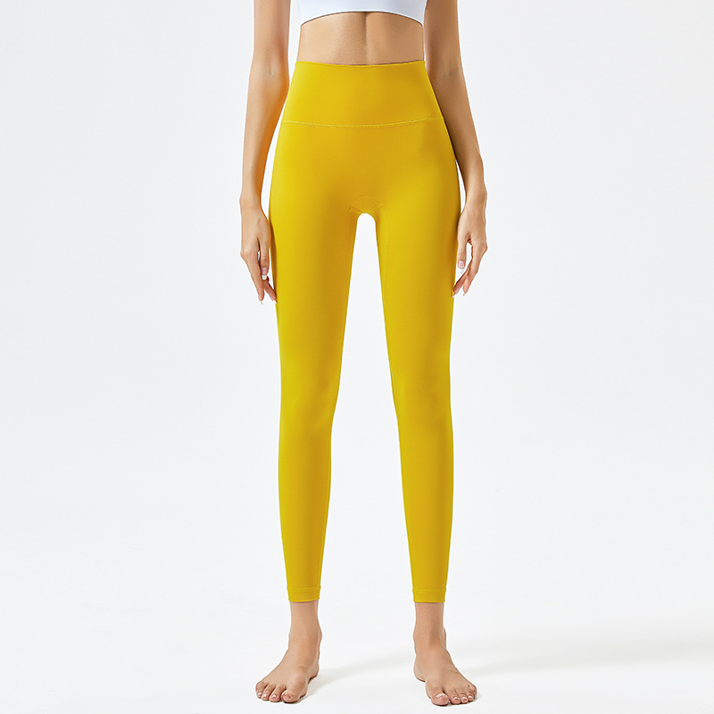 Lemonwomen-986 Fitness Super Soft Slim Hip High Waist Pants Elastic Sports Running Yoga Pants-image-944456422