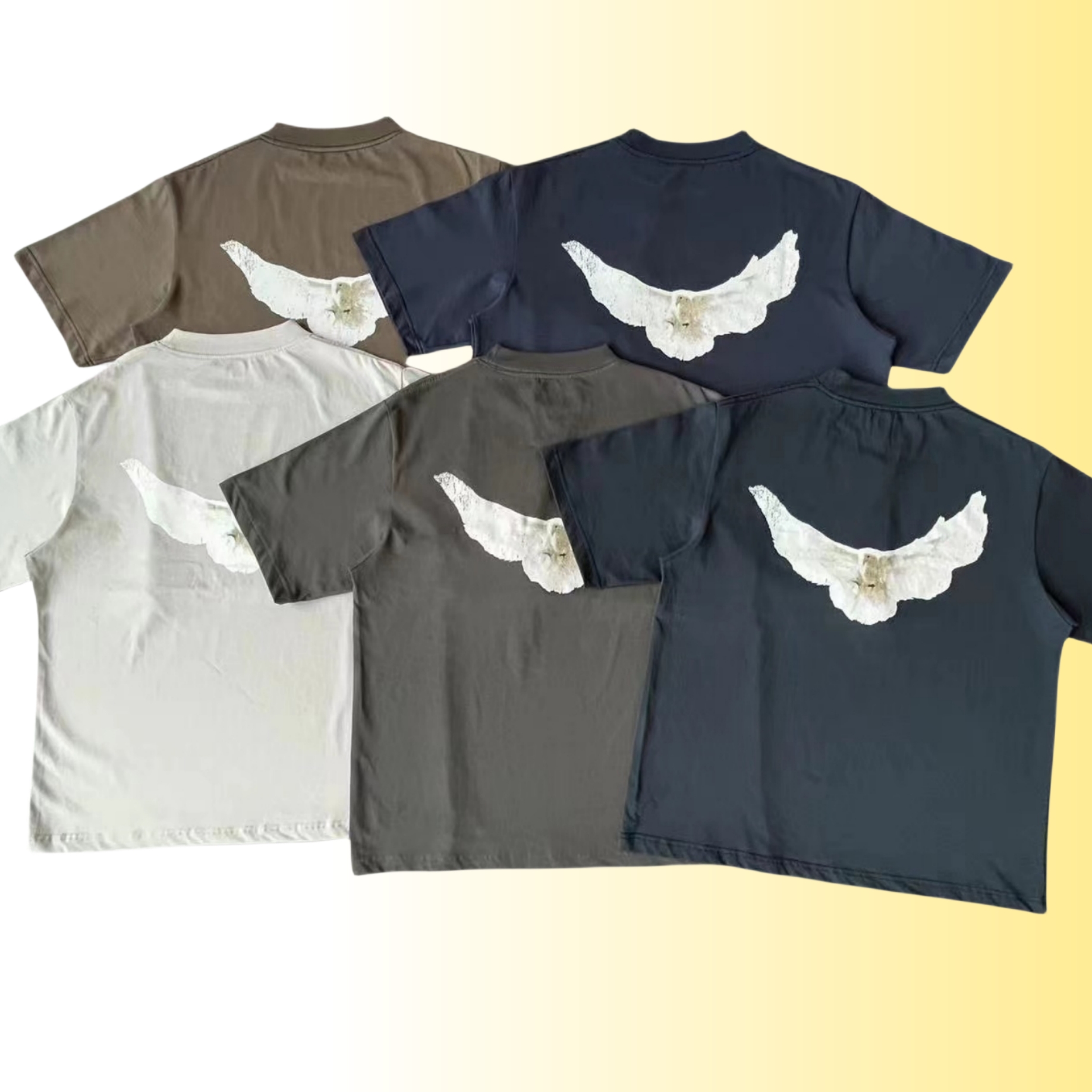 hommes designer t-shirt t-shirt designe chemise 260g poids coton febric hommes femmes unisexe motif colombe en gros 2 pièces 5% de réduction