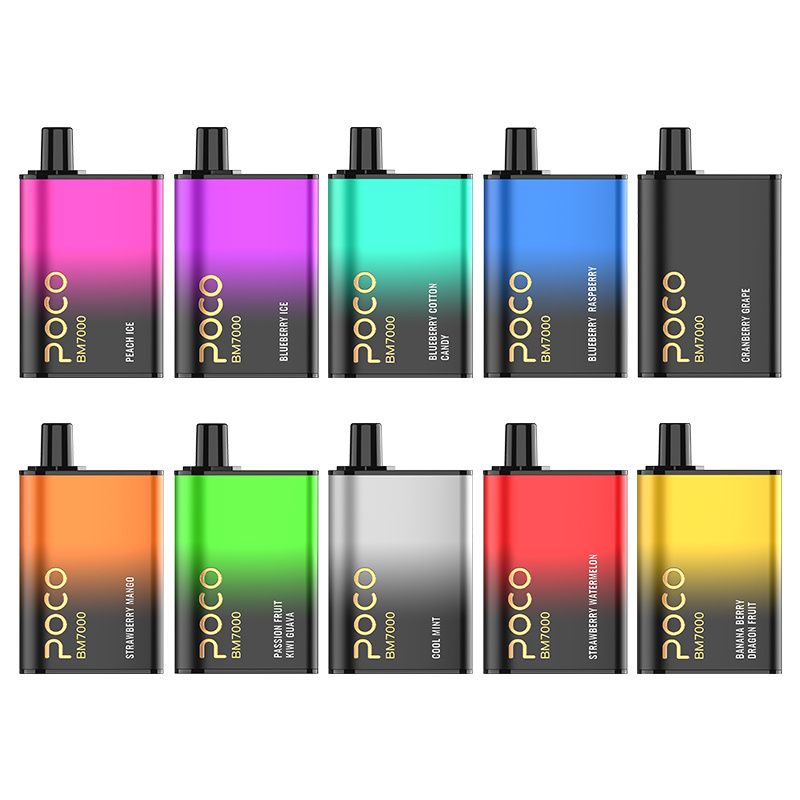 Original 7000 Puffs Electronic Cigarette Poco BM7000 Disposable Vape Pen Rechargeable Mesh Coil 17ML 10 Flavors Device NO TAX