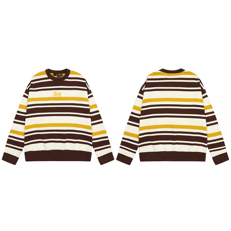 Les pulls de marque à la mode tricotés de broderie Dre Tripe Pullovers High Street Loose Verme Versant O O Coule Pull à manches longues