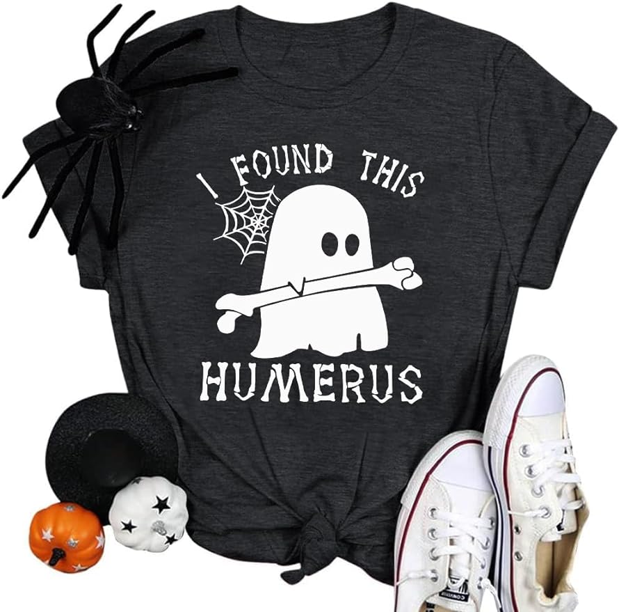 Halloween Shirt Women I Found This Humerus Ghost T Shirt Funny Nurse Graphic Tee Tops Halloween Shirts for Women