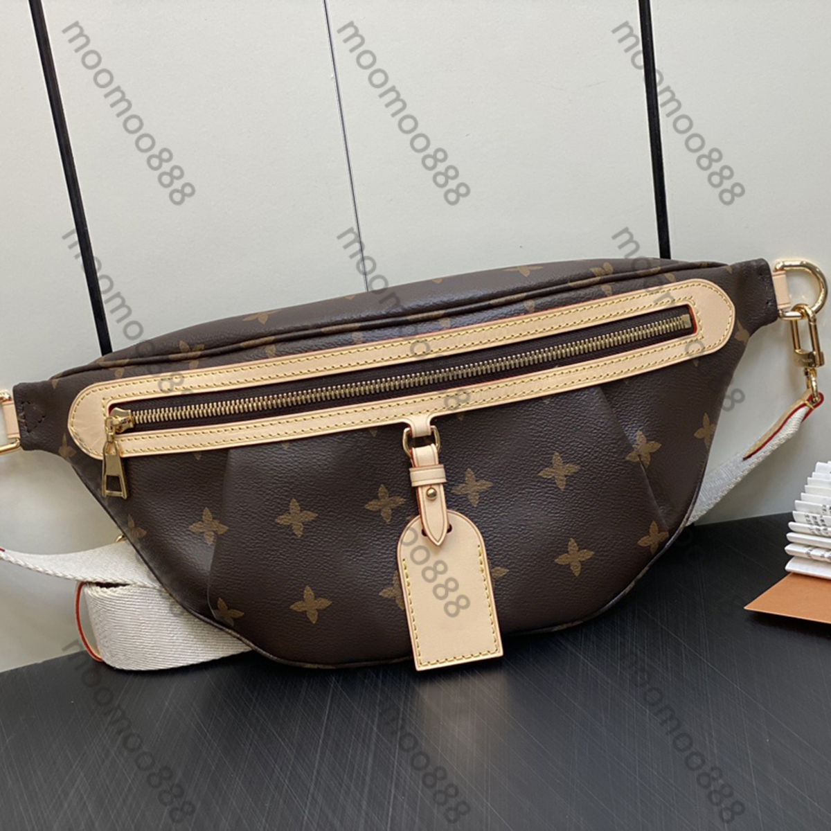 12A All-New Mirror Quality Designers 38cm Bumbag Luxurys High Rise Handbags Womens In Coated Canvas Purse Brown Zipper Travel Bags Crossbody Shou