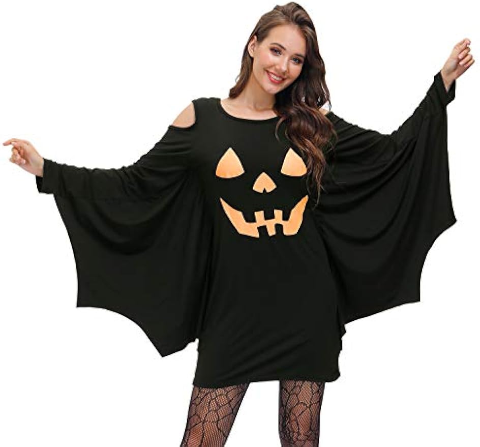 Halloween Costumes Women's Cold Shoulder Halloween Bat Wings Costume Dress