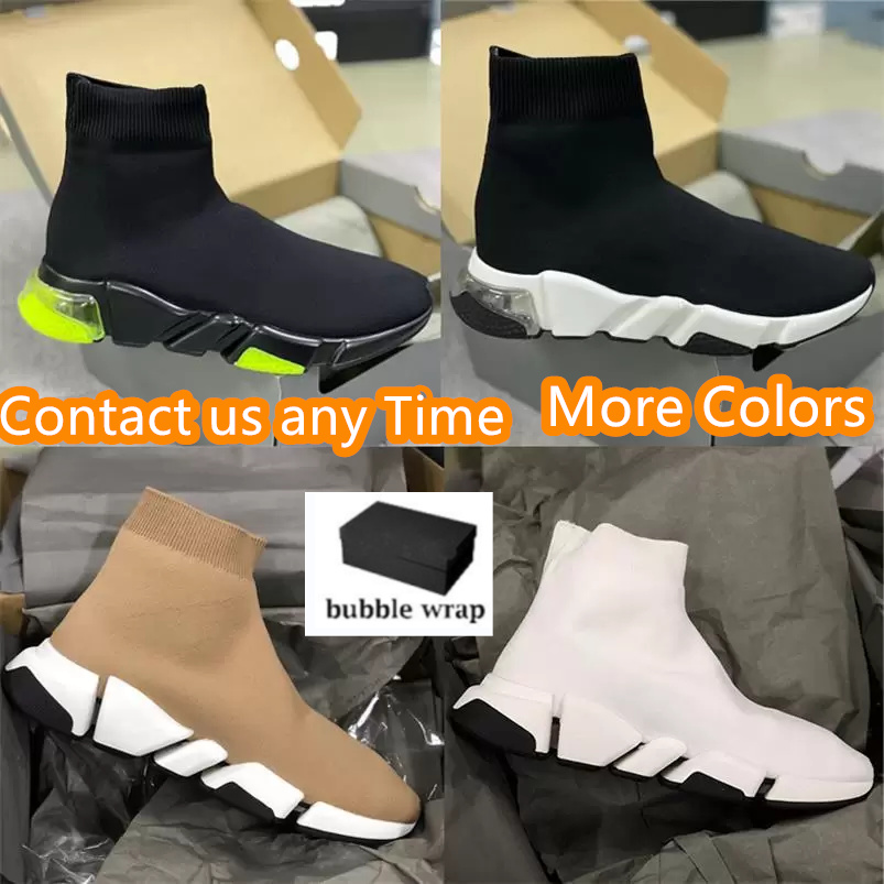 Designer Sock Sports Trainers 2.0 Entraîneur à lacets Chaussures Casual Luxe Paris Femmes Hommes Nude Glitter Graffiti Runners Baskets Chaussette