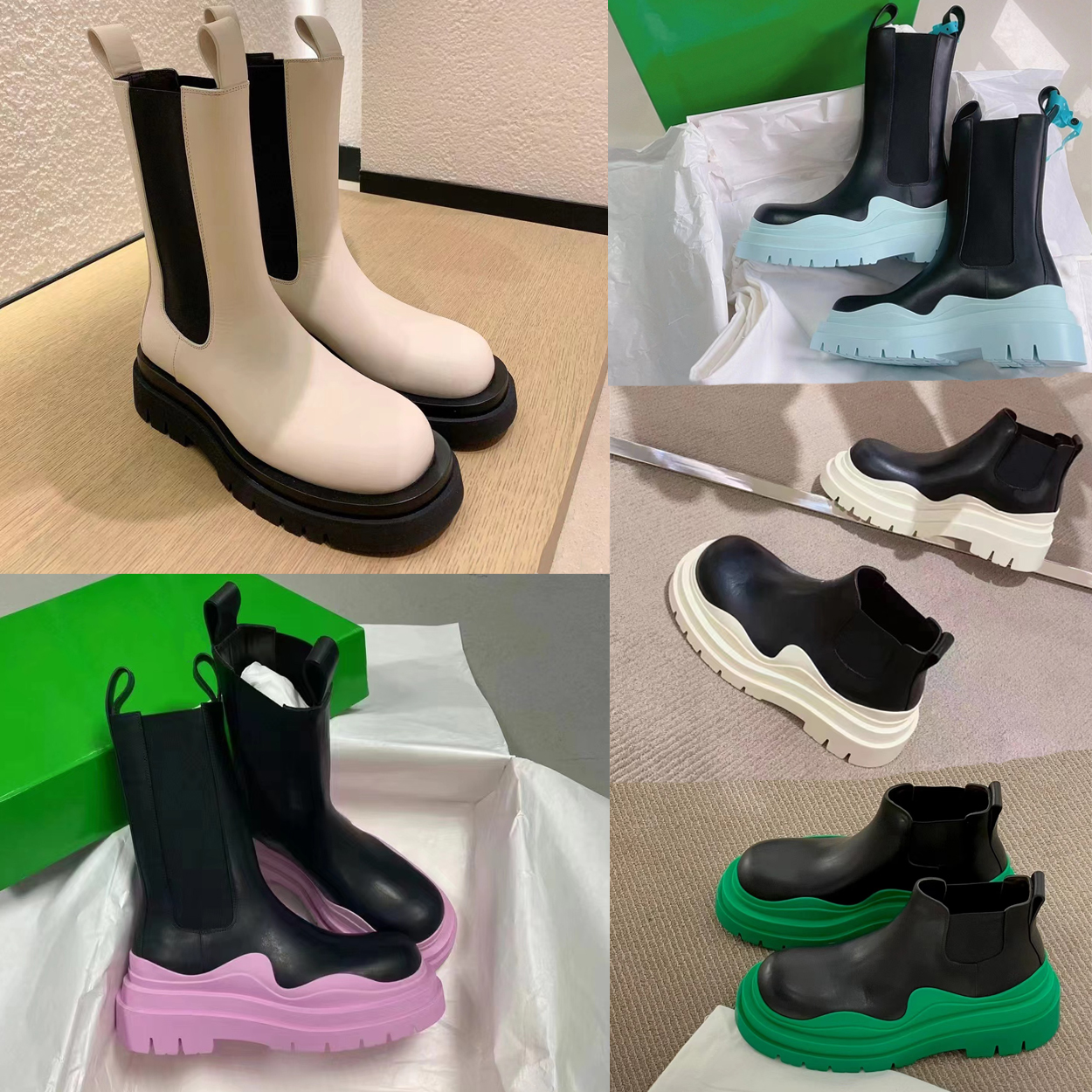 Designer Boots Tire Chelsea Fashion Ankle Boots Platform Women's Men's Catwalk Rain Boots-image-895896042
