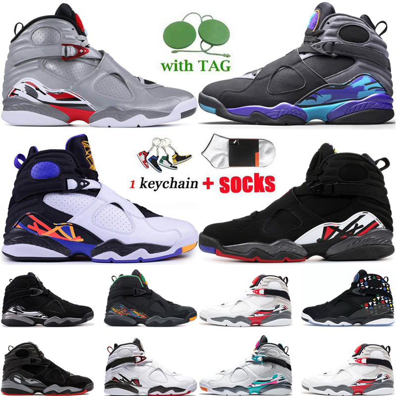 Jumpman 8 8s Playoffs noir Aqua Three Peat Chrome Compte à rebours alternatif Pack Raid South Beach Bred chaussures Hommes Basketball