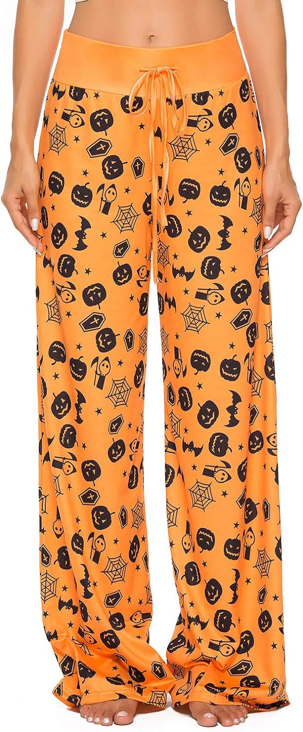 Womens Halloween Pajamas Pants Ladies Pumpkins Ghost Pajama Cute Soft Long Bottoms Women Pjs Pj Jammies Gift