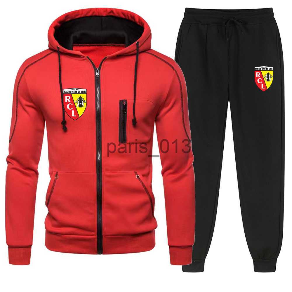 Men's Tracksuits Autumn Winter Mens Euro Club Rc Lens Sets Zipper Hoodies Sport Suit Jacket Casual Sweatshirts Tracksuit Sportswear+jogging pan