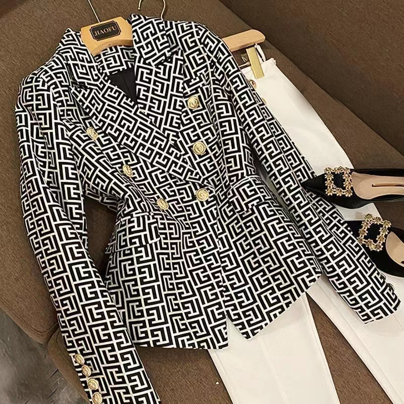 womens suits blazers tide brand retro fashion designer red black series suit jacket lion singlebreasted slim plus size womens clothing luxury design