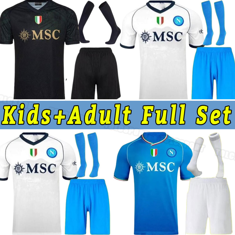 Ensemble complet 23 24 Maillots de football NAPOLI Naples 2023 2024 ZIELINSKI ANGUISSA OLIVERA KVARATSKHELIA Halloween OSIMHEN FABIAN LOZANO gard