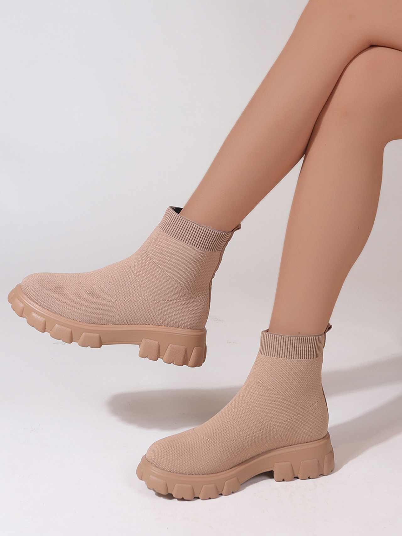 Mode femmes bottes tricot rouge violet femme dames botte chaussures de cheville décontractées