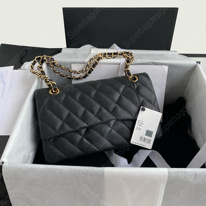 Flag bag classic caviar lambskin borsa leather purse shoulder chains bags real leather women handbag serial code 25.5cm 30cm 9A Original quality-image-906605314