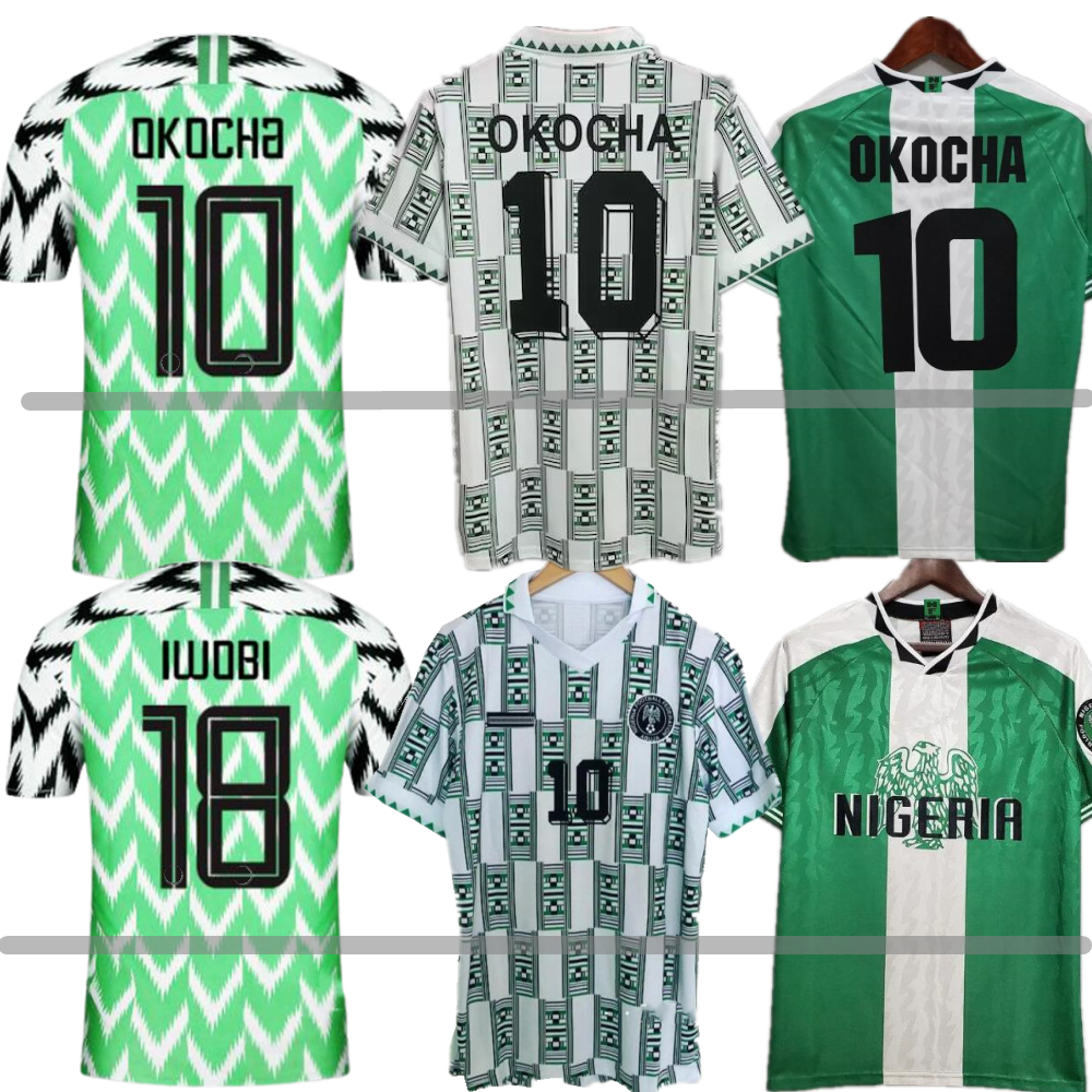 1994 Nigeria Retro Soccer Jerseys 2018 Okocha Kanu Finidi Nwogu Futbol Kit 1996 Home Away Vintage Football JERSEY YEKINI Classic Shirt 1998-image-863812087