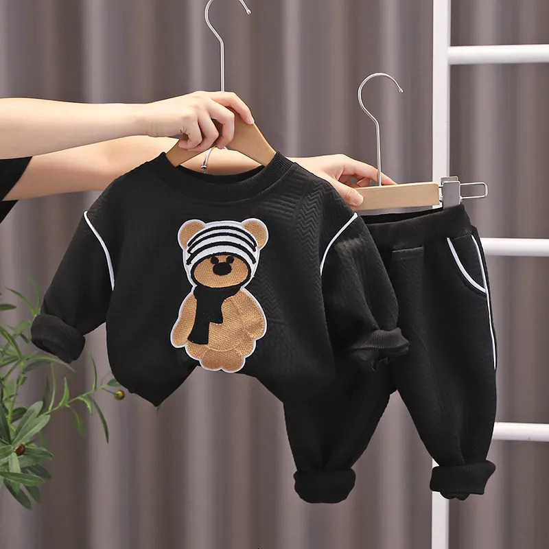 Clothing Sets Spring Baby Boys Cotton Children Clothes Set Bear Sweater Pants 2Pc Infant Outfits Toddler Sports Costume Kids Tracksuit H251208-image-1087662364