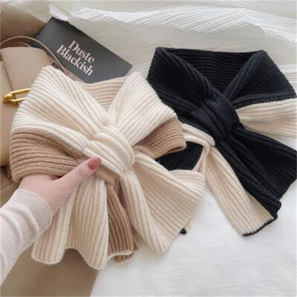 Knitted Scarf For Women Girls Autumn Winter Soft Cross Patchwork Colors Scarves Lady Warm Neck Protection New GC2342