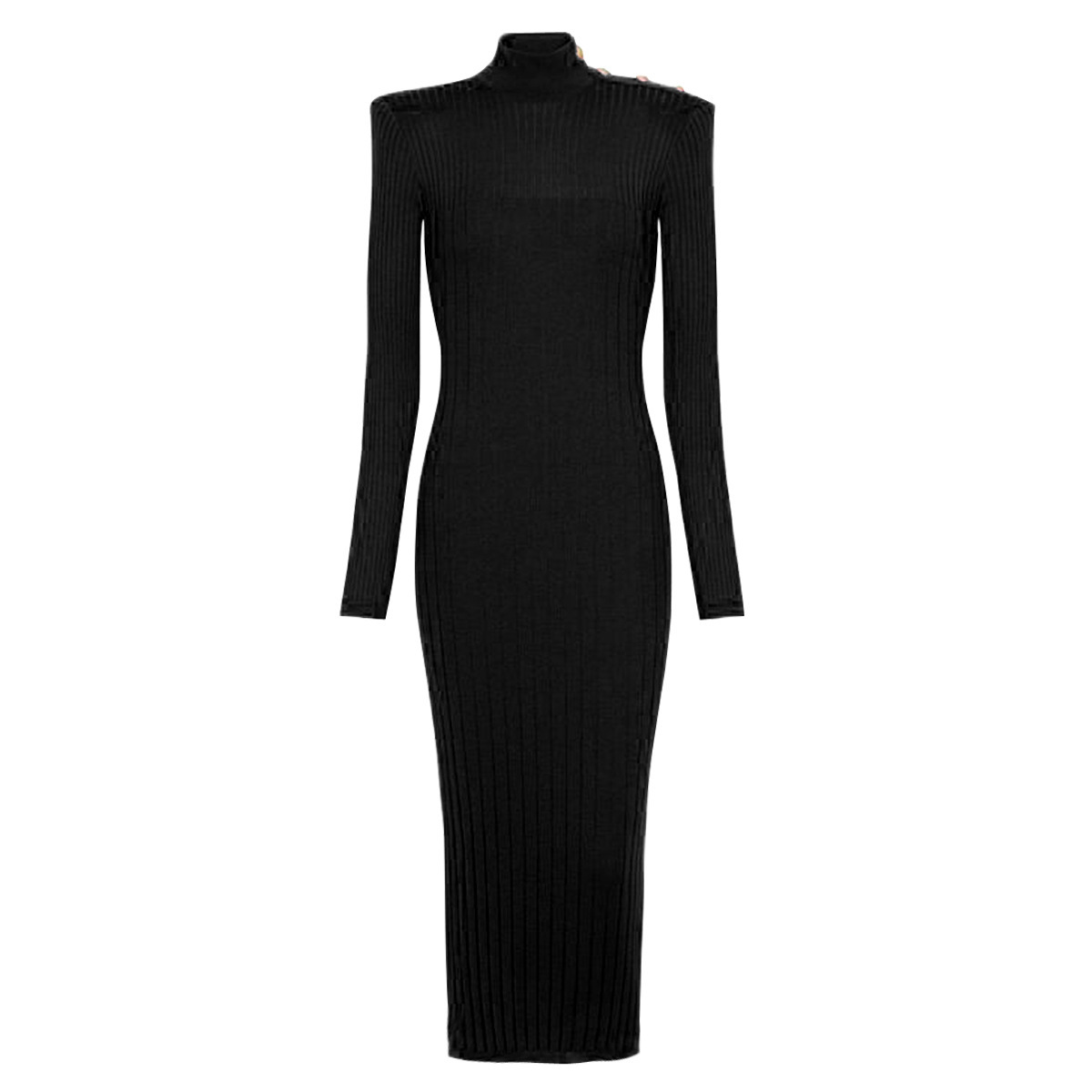 901 L 2023 Milan Style Runway Dress Autumn Crew Neck lONG Sleeve Black Mid Calf Brand Same Style Empire Womens Dress Fashion oulaidi