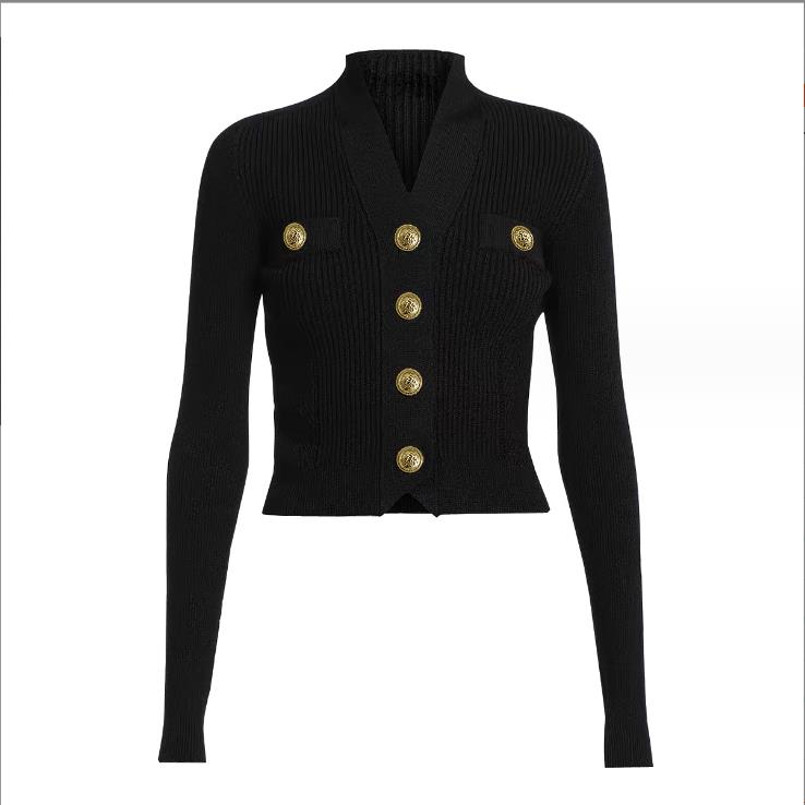 917 2023 Runway Autumn Brand SAme Style Sweater Long Sleeve Cardigan V Neck White Black Blue Fashion Clothes High Quality Womens oulaidi