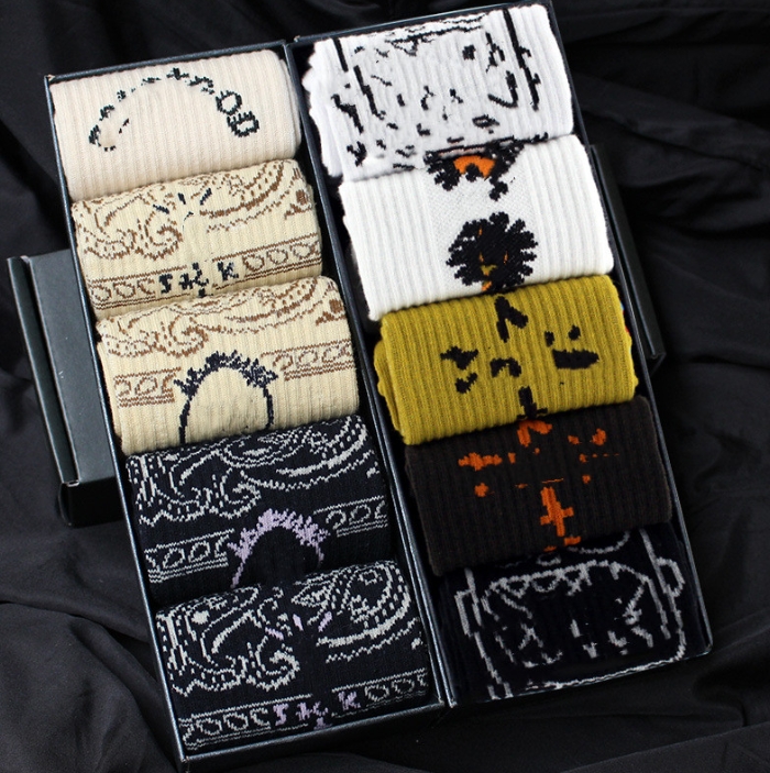 Chaussettes longues à fil épais japonais chaussettes pour hommes tendance de la rue Ins marque de mode chaussettes Paisley printemps et automne c