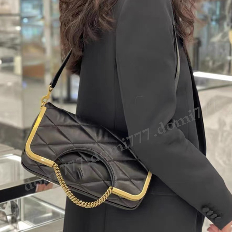Fashion Women's Shoulder Bag with Metal Edge Handbag 26cm Briefcases-image-906745371