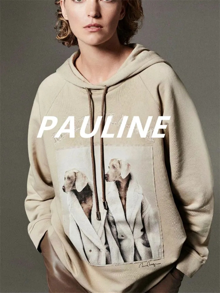 Sweat à capuche pour femme Sweat-shirt Hound Patchwork Lettre brodée à capuche Début de l'automne 2023 Dames AllMatch Manches longues Cordon Haut