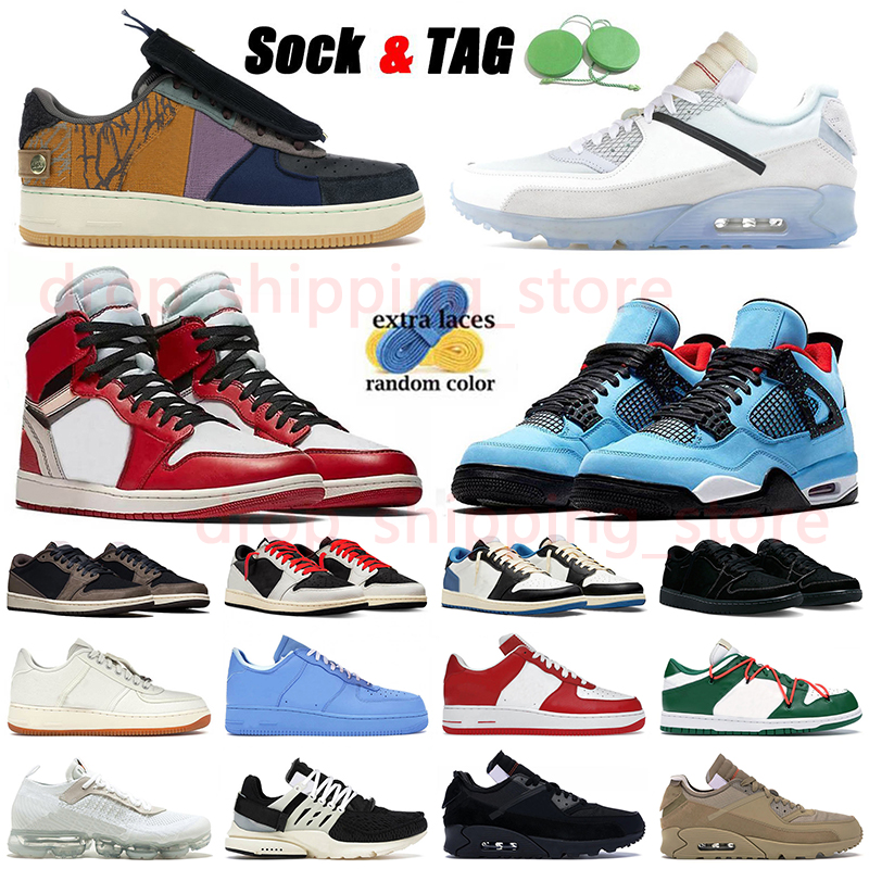Nike Off White Shoes Men Women Presto Jordan 1 4 Sail University Blue Unc Travis Scott Air Force One Max 90 Dunk for Mens Athleitc Trainers Sneak