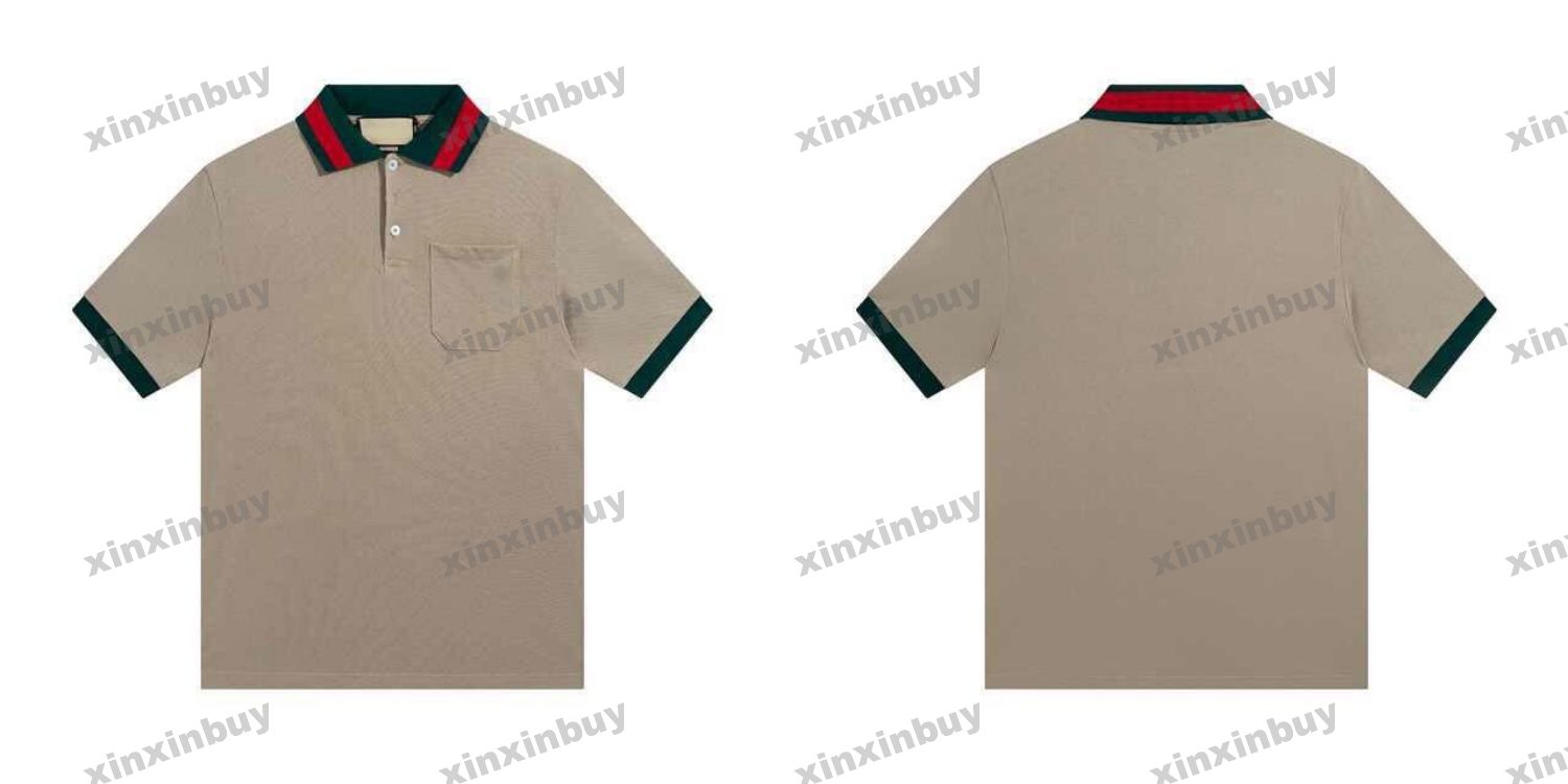 Xinxinbuy Hommes Designer Tee T-shirt 24ss Polo Double lettre broderie poche à manches courtes coton femmes Noir XS-L