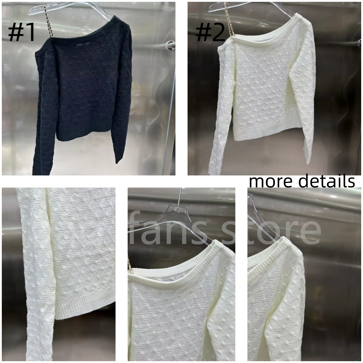 Top Quality Fashion Designer Knitted Shirts with Long Sleeves for Women Off Shoulder Top 24924-image-906940317