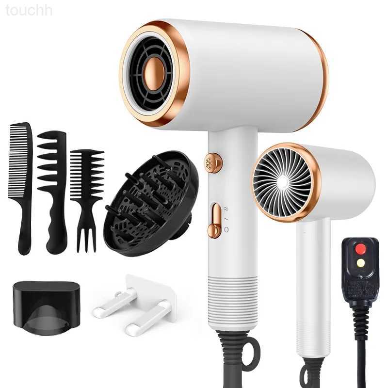Electric Hair Dryer Professional Hair Dryer 1800W Powerful Ionic Hairdryer with Diffuser Blow Dryer with 2 Speeds 3 Heating and Cool Button for W-image-907819300