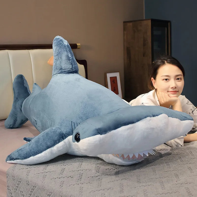 Dolls 100CM Big Simulation Whale Plush Toy Stuffed Soft Hammerhead Sharks Sleeping Pillow Sofa Cushion Sea Animal Toys for Kids Girls 230927 H260-image-1094747780