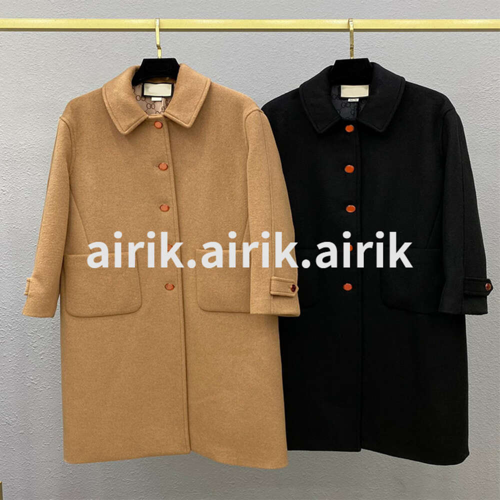 Designer's New Luxury Brand Wool Coat Women's Woolen Coat Coat Warm Windproof Coat Hardware Cufflinks Freshman Fashion Women's Mid-le