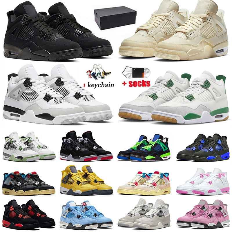 with box 4s men women basketball shoes thunder 4 military black cat 4s pine green iv doernbecher pink white oreo black cats size 13 men shoes youth sneakers dghate 