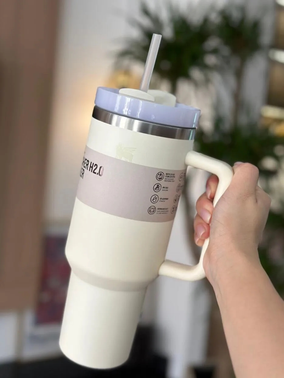 Tasses de 40 oz H2.0 avec logo Adventure Quencher 2ème génération Gobelets Poignée Couvercles et pailles Tasses de voiture Bouteilles d'eau potab