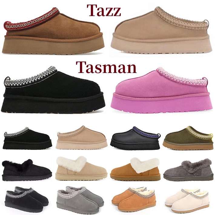 Tasman Slippers Tazz Slie Laarzen Dames Australië Chesut Bont Schapenvacht Heren Ultra Mini Platform Laars Slip-on Schoenen Comfort Herfst Winter