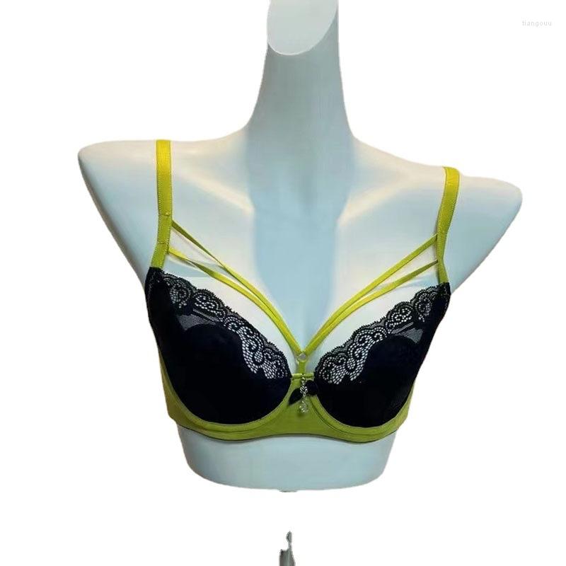 

Bras French Sexy Brassiere B Cup Lace Underwear Women Ultra-thin Ear Cups Big Breasts Show Small Embroidered Flowers Bralett, As photoes showes