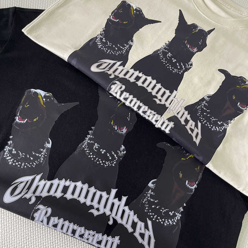 2023 New Men's and Women's t Shirt Fashion Design Brand Present's American Rep Doberman Versatile Fog High Street Loose Couple Short